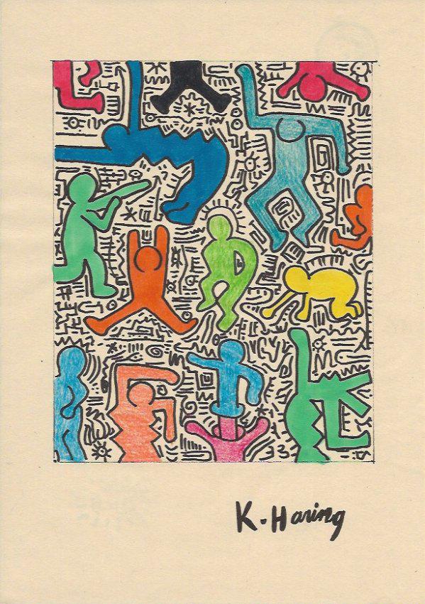 Keith Haring Mixed Media on Paper: Keith Haring Mixed Media on Paper. Approx Size: 11 1/2 x 9 inches. Provenance: NY Collector.Sold as is in the manner or style of the artist. Good Condition. See photos.