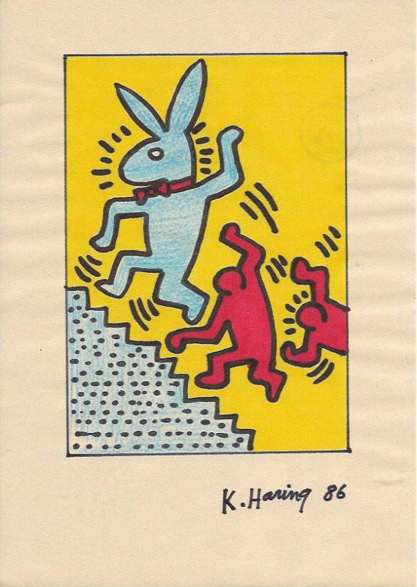 Keith Haring Mixed Media on Paper: Keith Haring Mixed Media on Paper. Approx Size: 11 1/2 x 9 inches. Provenance: NY Collector.Sold as is in the manner or style of the artist. Good Condition. See photos.