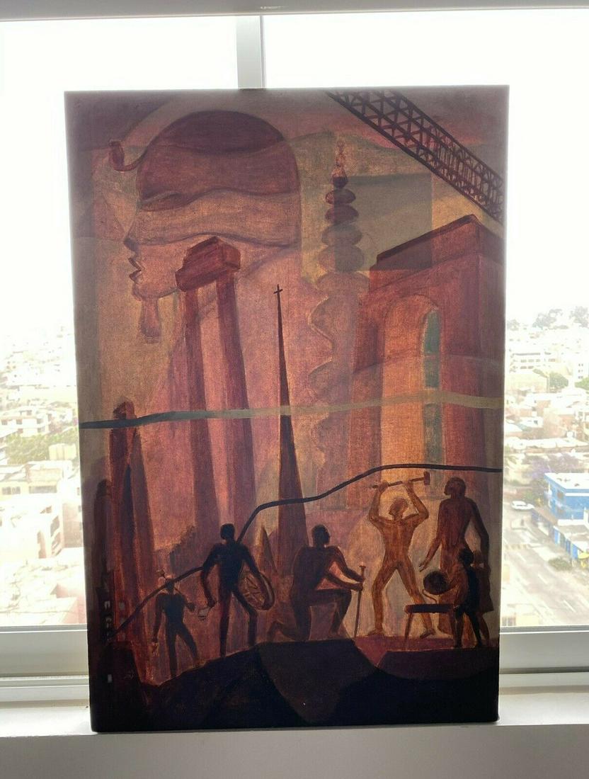 AARON DOUGLAS ARTIST OIL ON CANVAS SIGNED (1 of 6)