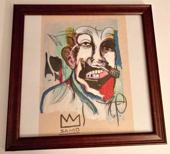 JMB SIGNED --SAMO - Drawing /Framed. Stamp On Verso: JMB SIGNED --SAMO-Basquiat - Drawing /Framed. Stamp On Verso. Ready to Hang. Size: 14 x 14 . Good Condition. Sold as is in The style of Artist . Provenance: Private Collector - NY .We Offer Packing &