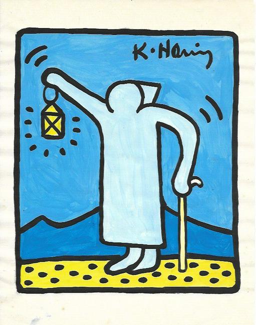 Keith Haring Mix Media Drawing: Keith Haring Mix Media Drawing Signed. New York Collection. Keith Allen Haring (May 4, 1958. February 16, 1990) was an American artist whose pop art and graffiti-like work grew out of the New York Cit