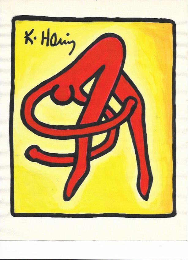Keith Haring Mix Media Drawing: Keith Haring Mix Media Drawing Signed. New York Collection. Keith Allen Haring (May 4, 1958. February 16, 1990) was an American artist whose pop art and graffiti-like work grew out of the New York Cit