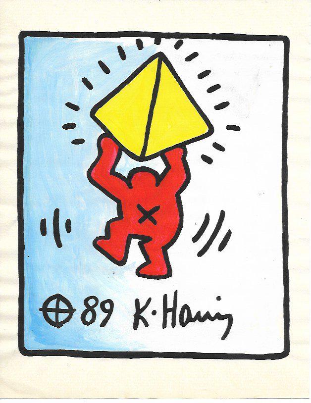 Keith Haring Mix Media Drawing: Keith Haring Mix Media Drawing Signed. New York Collection. Keith Allen Haring (May 4, 1958. February 16, 1990) was an American artist whose pop art and graffiti-like work grew out of the New York Cit