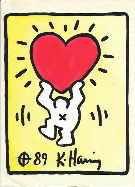 Keith Haring Mixed Media on Paper. Approx Size: 11 1/2: Keith Haring Mixed Media on Paper. Approx Size: 11 1/2 x 9 inches. Provenance: NY Collector.Sold as is in the manner or style of the artist. Good Condition. See photos.