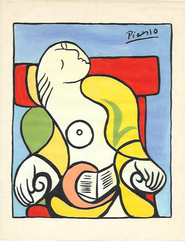 Signed Pablo Picasso Mixed Media on Paper: Signed Pablo Picasso Mixed Media on Paper. Approx Size: 11 3/4 x 8 1/2 inches. NY Collector. No Coa or Documents .Sold as is to the manner or style of the artist, Good Condition, See photos