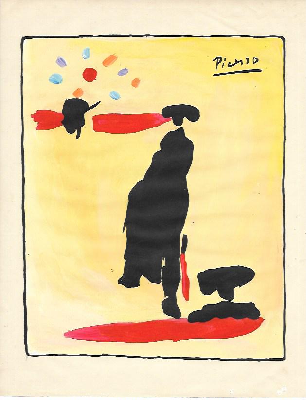 Signed Pablo Picasso Mixed Media on Paper: Signed Pablo Picasso Mixed Media on Paper. Approx Size: 11 3/4 x 8 1/2 inches. NY Collector. No Coa or Documents .Sold as is to the manner or style of the artist, Good Condition, See photos