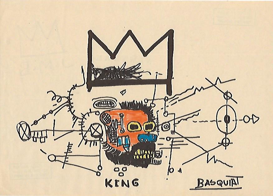 Jean Michel Basquiat Mixed Media Drawing on Paper. (1 of 2)