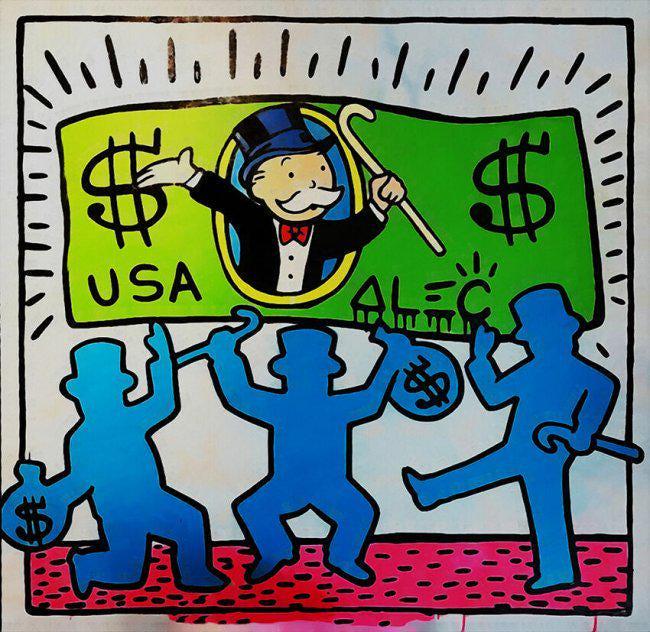 Alec Monopoly Print on Canvas: Alec Monopoly Print on Canvas Size: 19 x 19.Good condition. see photos
