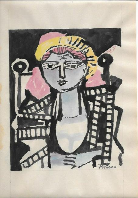 Signed Pablo Picasso Mixed Media on Paper: Signed Pablo Picasso Mixed Media on Paper. Approx Size: 11 3/4 x 8 1/2 inches. Provenance: NY Collector.Sold as is to the manner or style of the artist, Good Condition, See photos