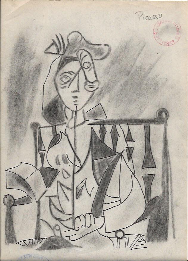 Pablo Picasso charcoal Drawing on Paper: Pablo Picasso charcoal Drawing on Paper. Approx Size: 11 3/4 x 8 1/2 inches. NY Collector. No Coa or Documents .Sold as is to the manner or style of the artist, Good Condition, See photos