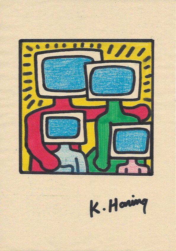 Keith Haring Mix Media Drawing: Keith Haring Mix Media Drawing Signed.Private Collection. Keith Allen Haring (May 4, 1958. February 16, 1990) was an American artist whose pop art and graffiti-like work grew out of the New York City