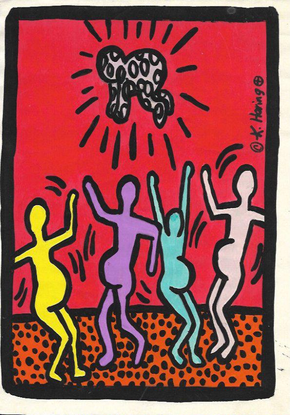 Keith Haring Mix Media Drawing (1 of 2)
