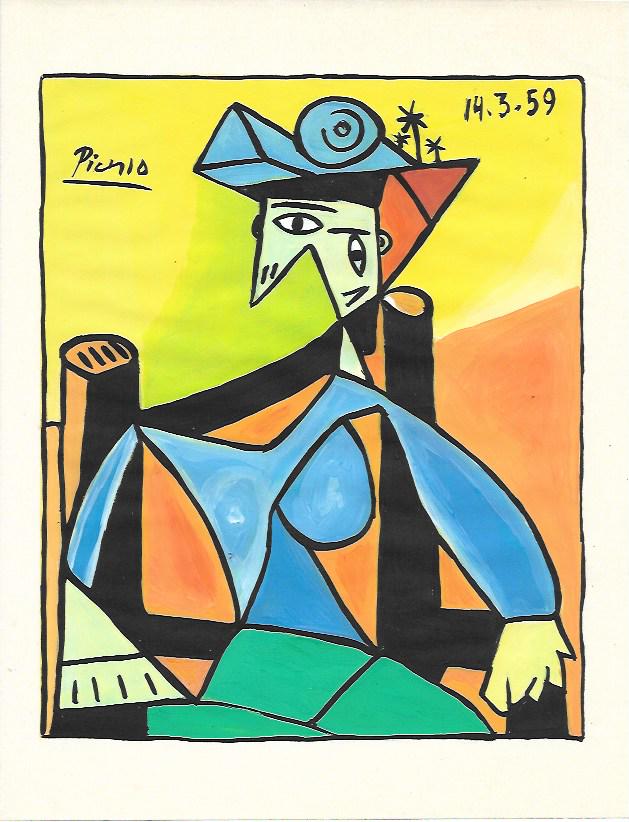 Signed Pablo Picasso Mixed Media on Paper: Signed Pablo Picasso Mixed Media on Paper. Approx Size: 11 3/4 x 8 1/2 inches. NY Collector. No Coa or Documents .Sold as is to the manner or style of the artist, Good Condition, See photos