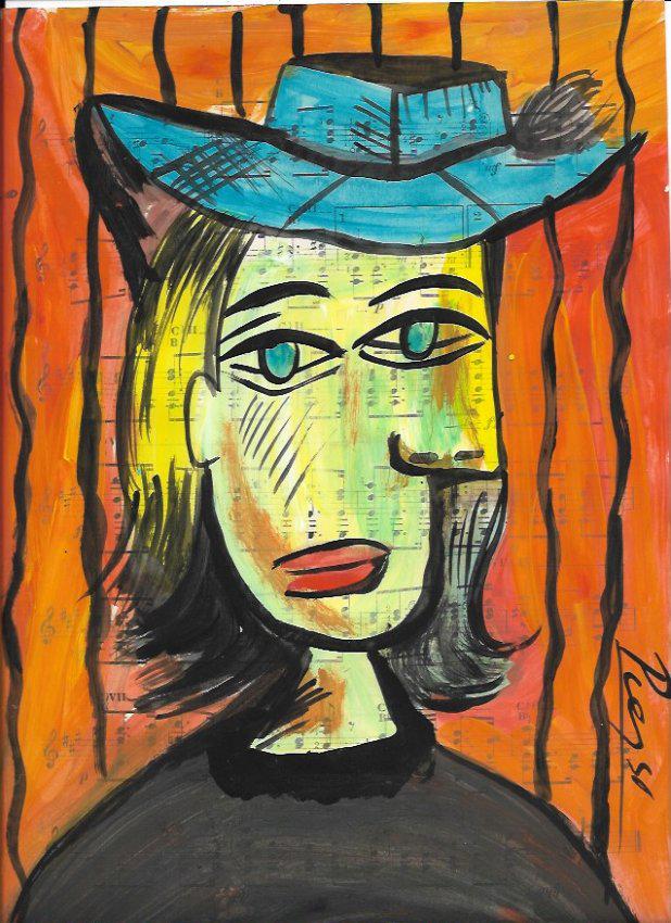 Mixed Media Pablo Picasso Drawing on Paper Music Notes.: Mixed Media Pablo Picasso Drawing on Paper Music Notes. Approx Size: 12 x 8 1/2 inches. Provenance: Private NY Collection. It is being sold as in the manner Style of artist. Good Condition See Photos.