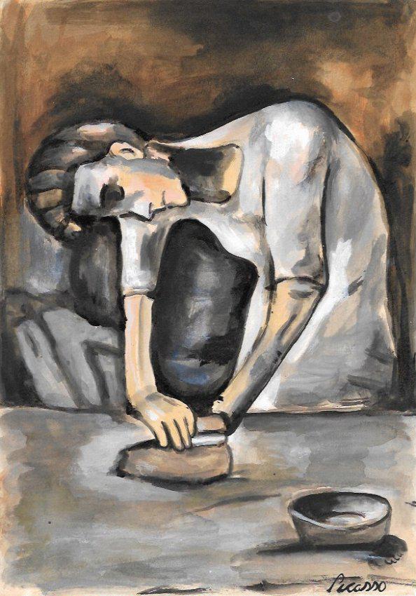 PABLO PICASSO-The ironer 1904--(After)DRAWING (1 of 2)