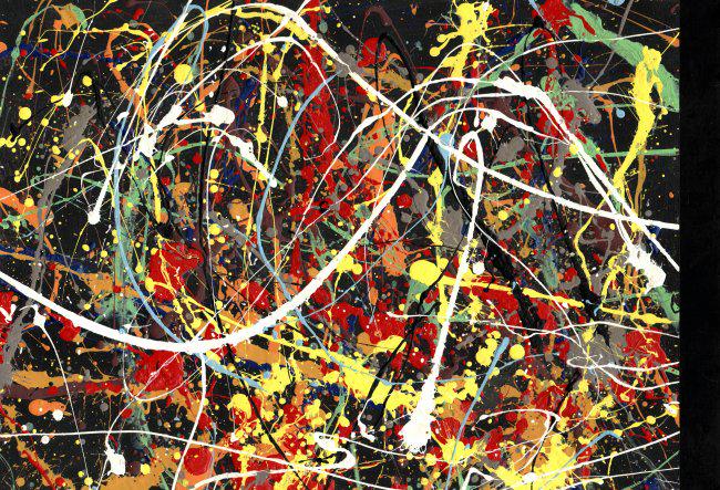 Jackson Pollock Abstract Painting on Thick paper: Jackson Pollock Abstract Painting on Thick paper Size: 15 x 11 Inches. Painting is done in the modern, abstract expressionist style for which Pollock is known. It is being sold in the manner or style