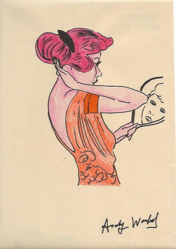Signed Andy Warhol Mixed Media on Paper: Signed Andy Warhol Mixed Media on Paper. Approx Size: 11 3/4 x 8 1/2 inches. Provenance: NY Collector.Sold as is to the manner or style of the artist, Good Condition, See photos
