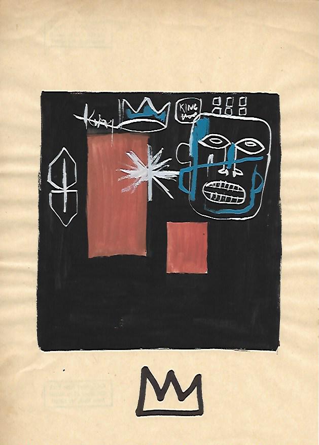 Jean Michel Basquiat Mixed Media Drawing on Paper. (1 of 2)