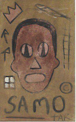 JMB SIGNED - SAMO - SMALL PAINTING POSTCARD. GOOD (1 of 2)