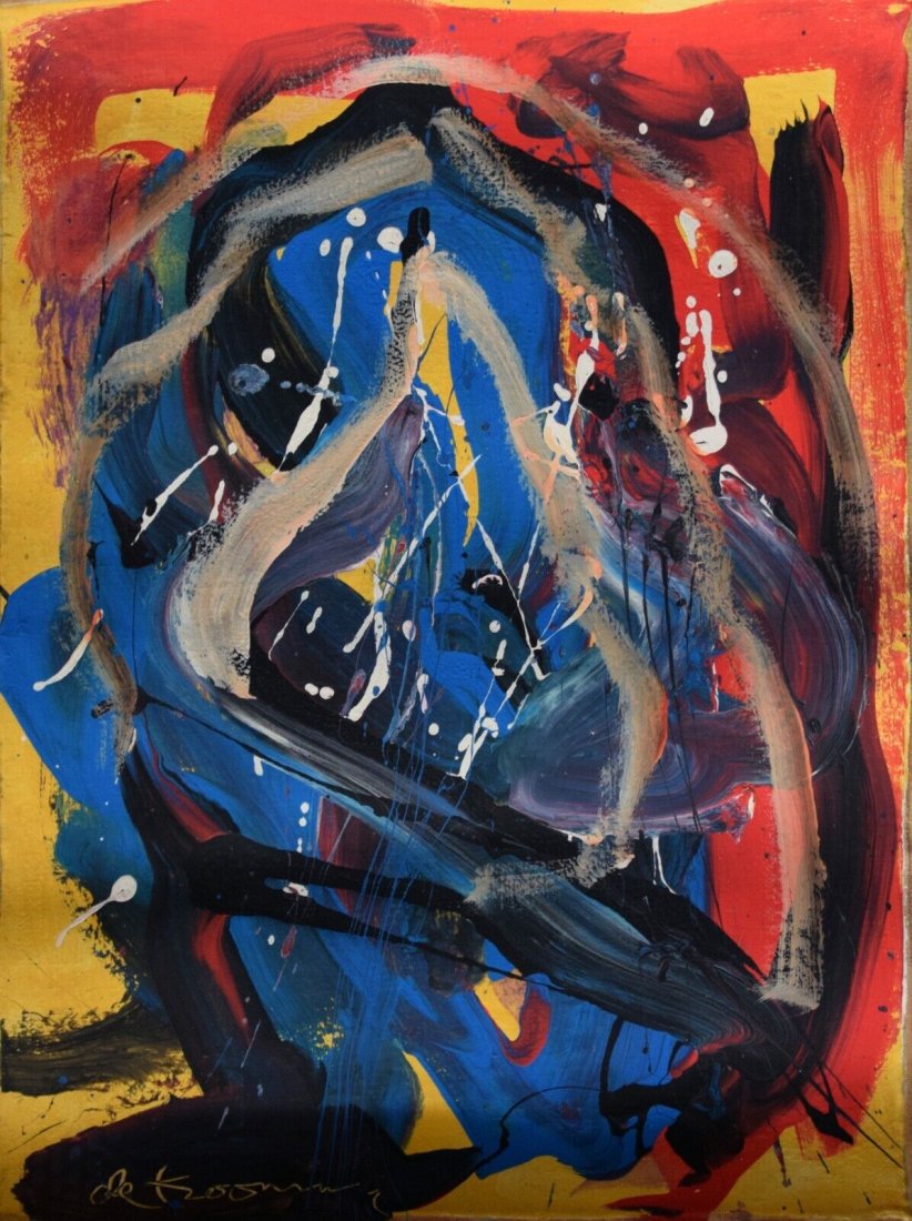 Signed De Kooning 20th Century Modern Painting on Canvas. (1 of 4)