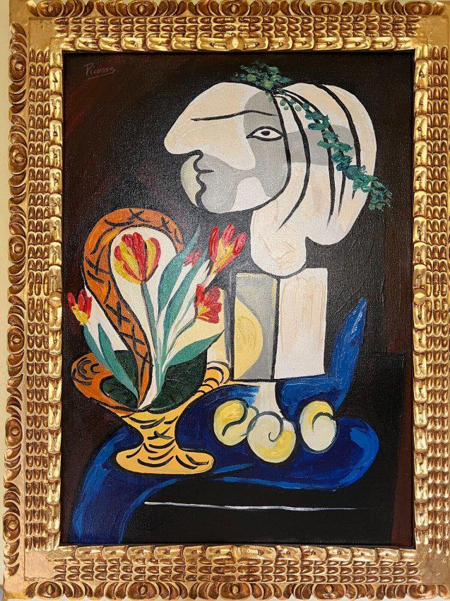 Pablo Picasso painting, oil on canvas, signed, stamped & framed (1 of 6)