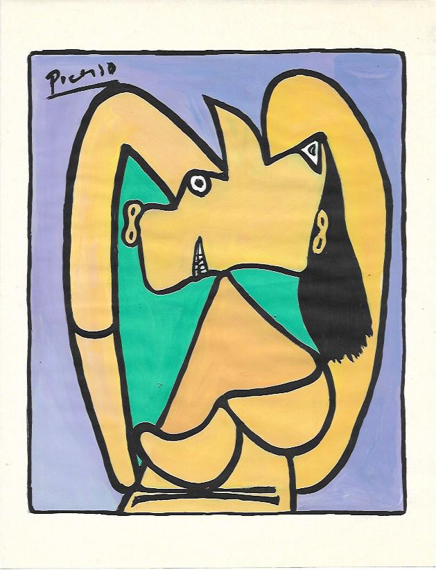 Signed Pablo Picasso Mixed Media on Paper: Signed Pablo Picasso Mixed Media on Paper. Approx Size: 11 3/4 x 8 1/2 inches. NY Collector. No Coa or Documents .Sold as is to the manner or style of the artist, Good Condition, See photos