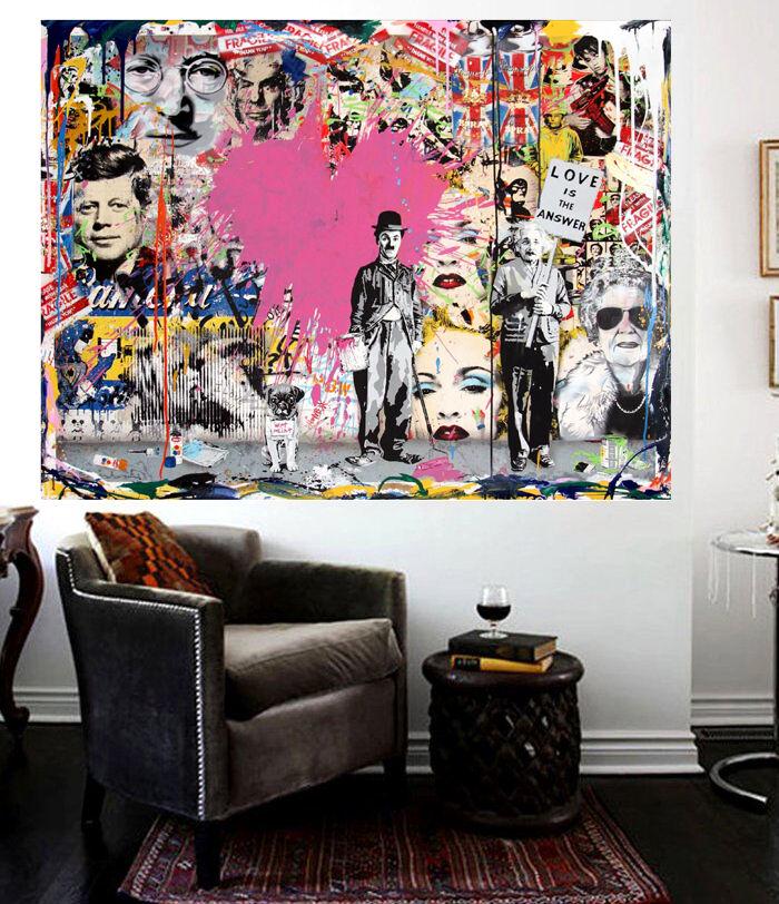 Mr Brainwash Street Art Collage DarthVadar Grafitti Canvas Print. size: 36 x 20. Unstretch We pack a (1 of 2)