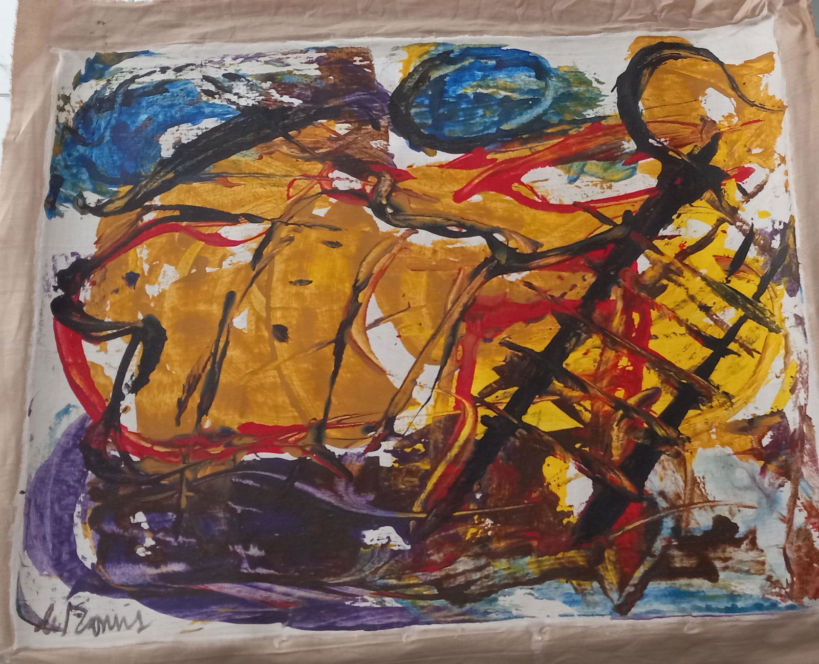 Signed De Kooning Modern Old 20th Century Art oil Painting on Canvas (1 of 2)
