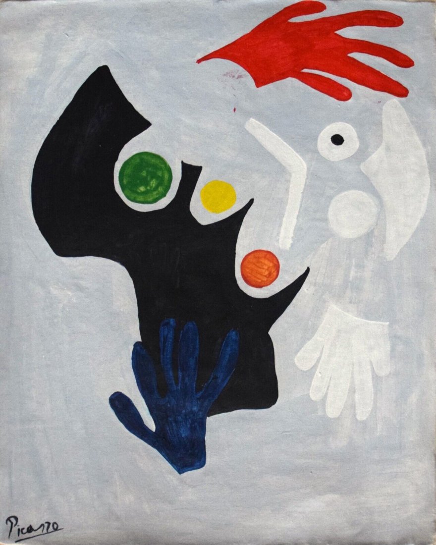 Vintage Abstract Canvas Signed Picasso Modern Art (1 of 4)
