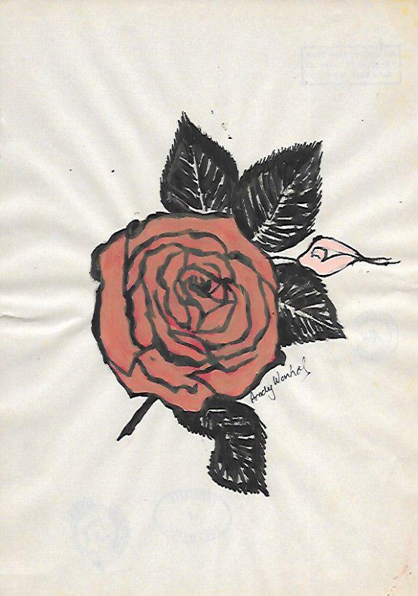 Signed Andy Warhol Mixed Media on Paper: Signed Andy Warhol Mixed Media on Paper. On verso stamp . Approx Size: 11 3/4 x 8 1/2 inches. Provenance: New York Collector. All lots that do not carry established documented provenance nor any past 