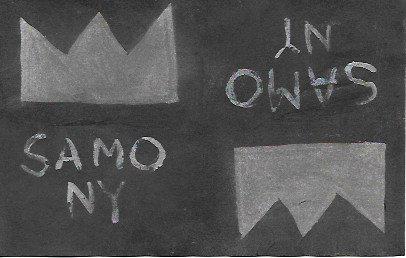 JMB SIGNED - SAMO - SMALL PAINTING POSTCARD (1 of 2)