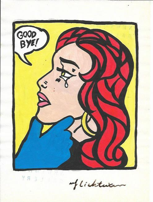 The Style of Roy Lichtenstein drawing on Paper.: The Style of Roy Lichtenstein drawing on Paper.Size 11 1/2 x 8. Unframed. Provenance: Private Collector, NY. No Coa. Roy Fox Lichtenstein (October 27, 1923 - September 29, 1997) was an American pop ar