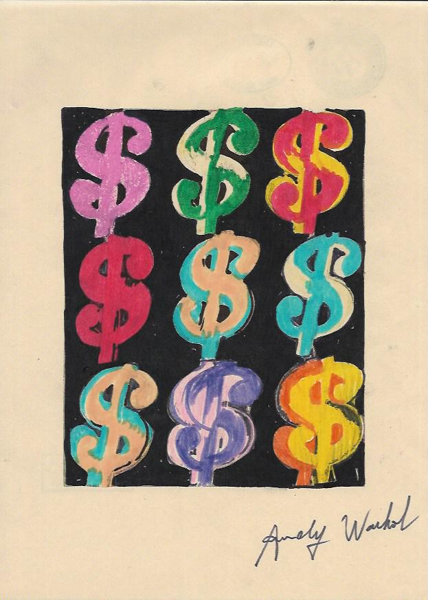 Signed Andy Warhol Mixed Media on Paper: Signed Andy Warhol Mixed Media on Paper. Approx Size: 11 3/4 x 8 1/2 inches. NY Collector. No Coa or Documents .Sold as is to the manner or style of the artist, Good Condition, See photos