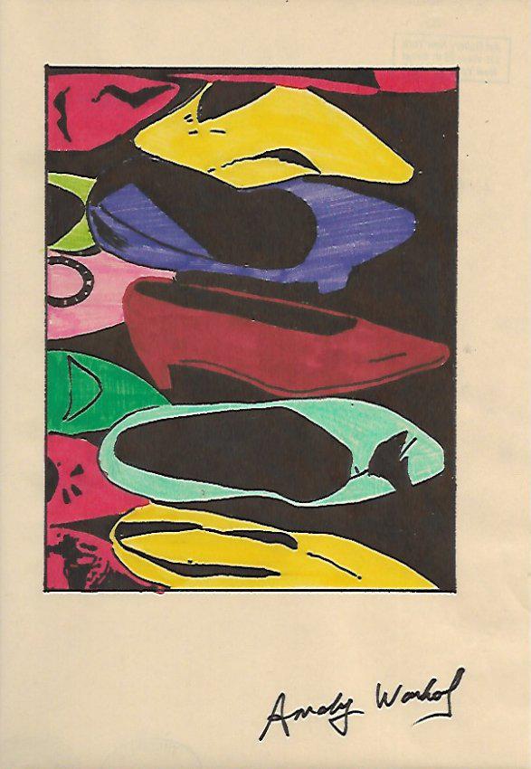 Signed Andy Warhol Mixed Media on Paper: Signed Andy Warhol Mixed Media on Paper. Approx Size: 11 3/4 x 8 1/2 inches. Provenance: NY Collector.Sold as is to the manner or style of the artist, Good Condition, See photos