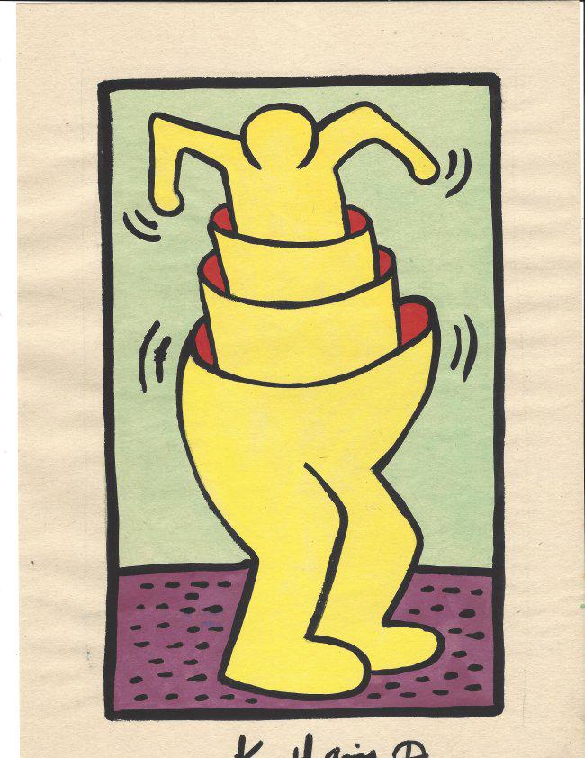 Keith Haring Mix Media Drawing Signed (1 of 2)