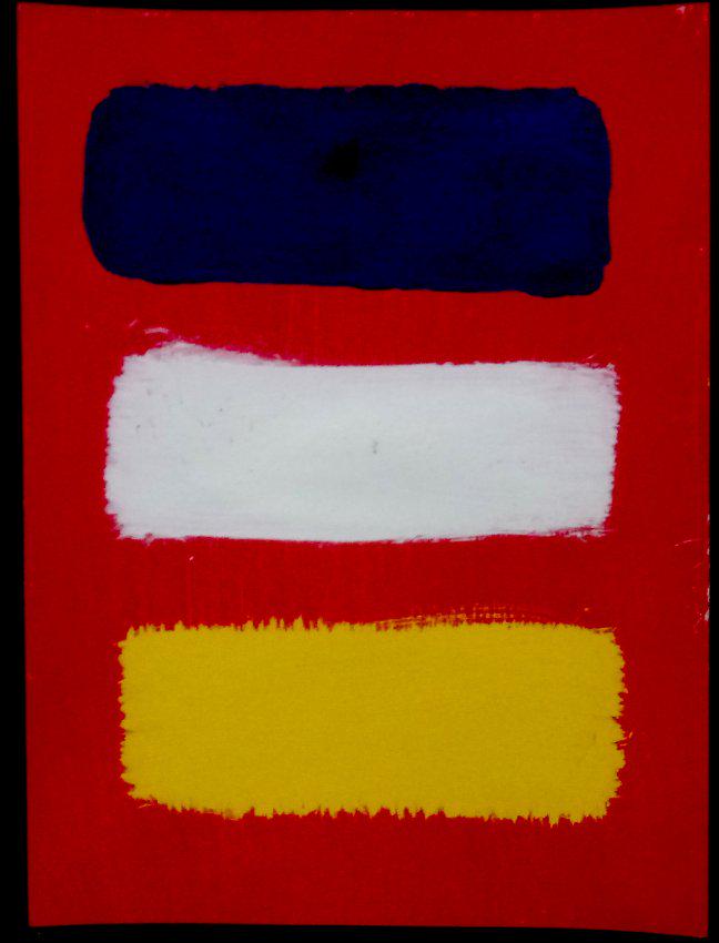Mark Rothko Mixed Media Painting on Paper. (Style OF): Mark Rothko(Style OF)Mixed Media Painting on Paper. Approx Size: 18 x 12 inches. Stamp signed on verso.Provenance: NY Collector.Sold as is to the manner or style of the artist, Good Condition, See pho