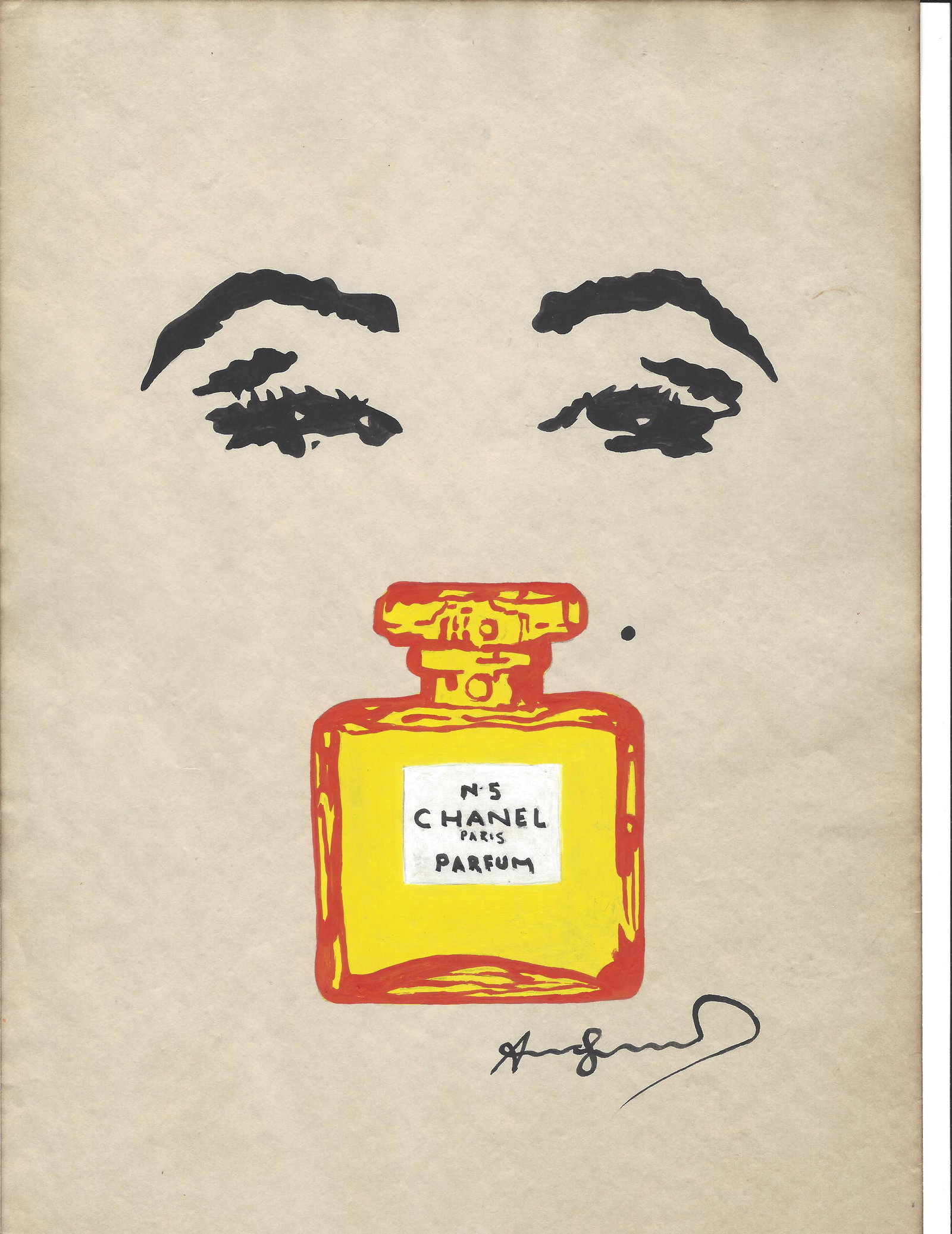 Andy Warhol Mixed Media on Paper (After): Andy Warhol(After) Mixed Media on Paper. Approx Size: 11 3/4 x 8 1/2 inches. Provenance: NY Collector.Sold as is to the manner or style of the artist, Good Condition, See photos.