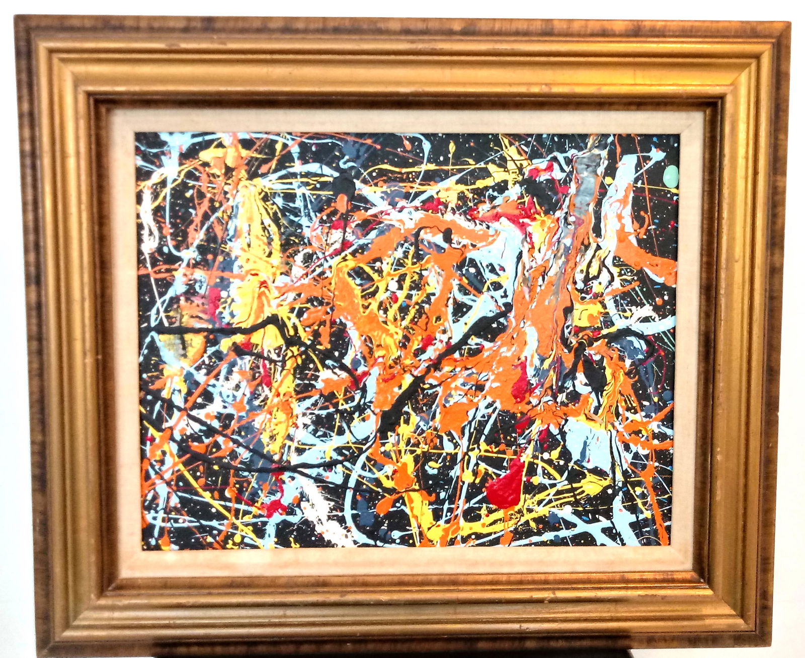 Jackson Pollock Abstract Painting on Canvas: Jackson Pollock Abstract Painting on Panel Canvas -Approx Painting Size: 18 x 14 Inches. Approx Frame Size: 25 x 21 inches . NY Collector. Painting is done in the modern, abstract expressionist style