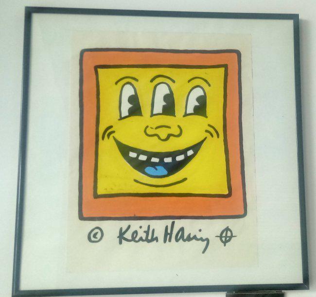 Keith Haring Mixed Media on Paper After (artist): Keith Haring Mixed Media on Paper . After (artist)On verso stamp . Approx Size: 11 3/4 x 8 1/2 inches. Frame size: 13 x 13 Provenance: New York Collector. All lots that do not carry established docume