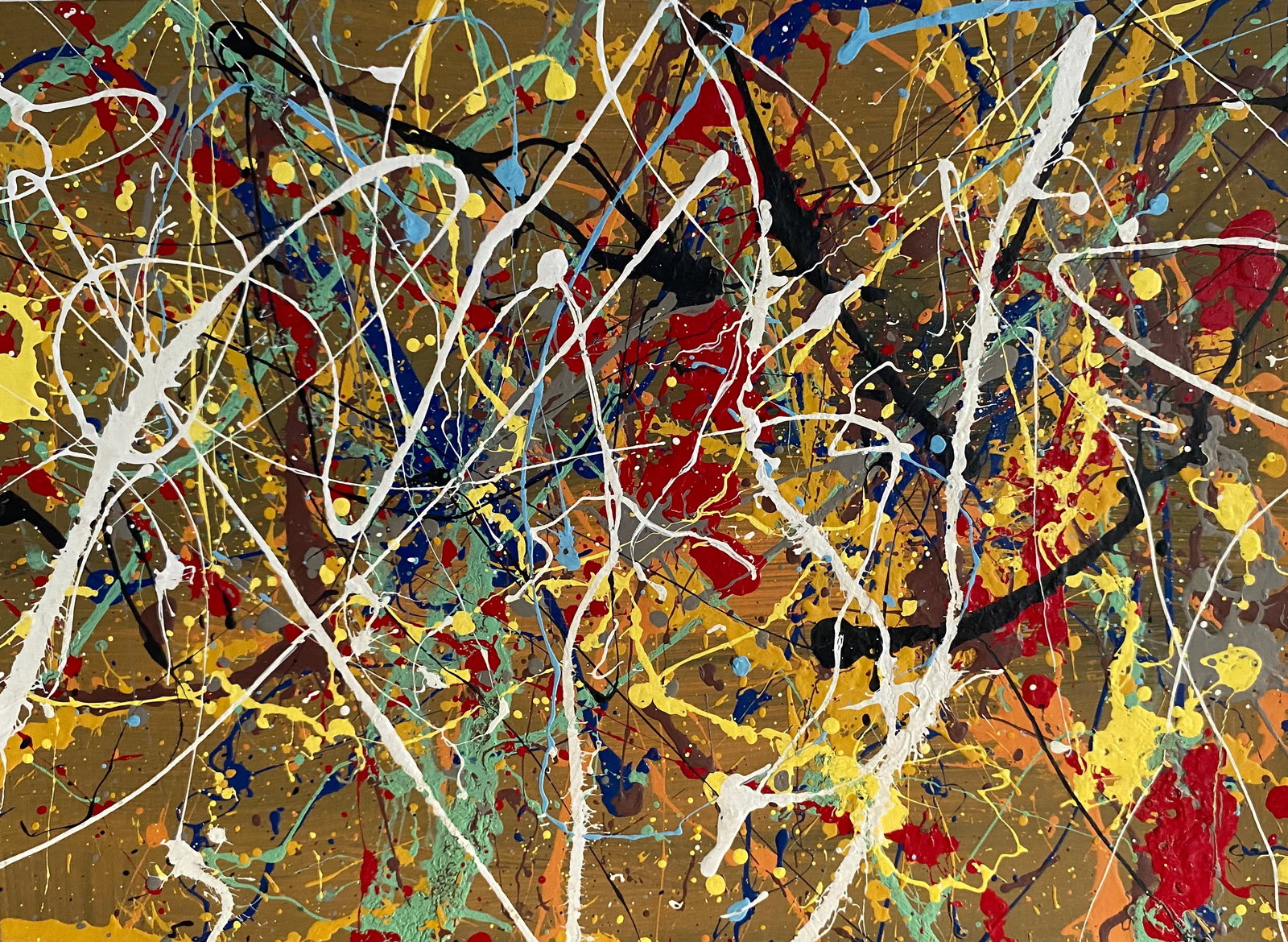 Jackson Pollock Abstract Painting on Paper After (artist): Jackson Pollock Abstract Painting on Paper After (artist)-Approx Painting Size: 15 x 11 Inches. Jackson Pollack is famous for helping to create a whole new art movement called Abstract Expressionism. 