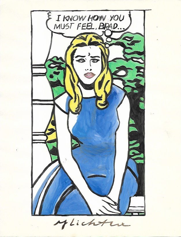 Roy Lichtenstein drawing on Paper.(After Artist): Roy Lichtenstein (After Artist)drawing on Paper.Size 11 1/2 x 8. Unframed. Provenance: Private Collector, NY. No Coa. Roy Fox Lichtenstein (October 27, 1923 - September 29, 1997) was an American pop a