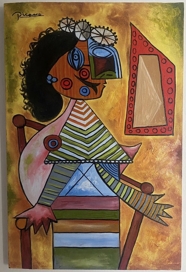 PABLO PICASSO ARTIST OIL PAINTING ON CANVAS (After Artist): PABLO PICASSO ARTIST OIL PAINTING ON CANVAS.(After Artist) Appox size: 23 x 15. No COA or documents. Sold as is. Provenance Aquired by previous owner from a private collection in NYC Pablo Picasso was