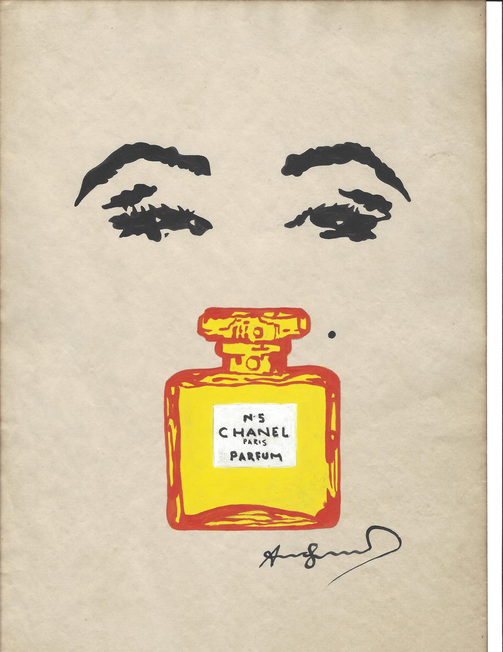 Andy Warhol Mixed Media on Paper (After Artist): Andy Warhol Mixed Media on Paper.(After Artist) Approx Size: 11 3/4 x 8 1/2 inches. Provenance: NY Collector.Sold as is to the manner or style of the artist, Good Condition, See photos.After definitio