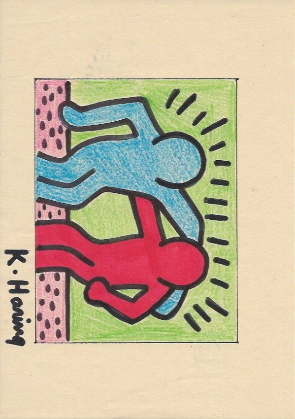 Keith Haring Mixed Media on Paper (After Artist): Keith Haring (After Artist) Mixed Media on Paper. Approx Size: 11 1/2 x 9 inches. Provenance: NY Collector.Sold as is in the manner or style of the artist. Good Condition. See photos.After definition:
