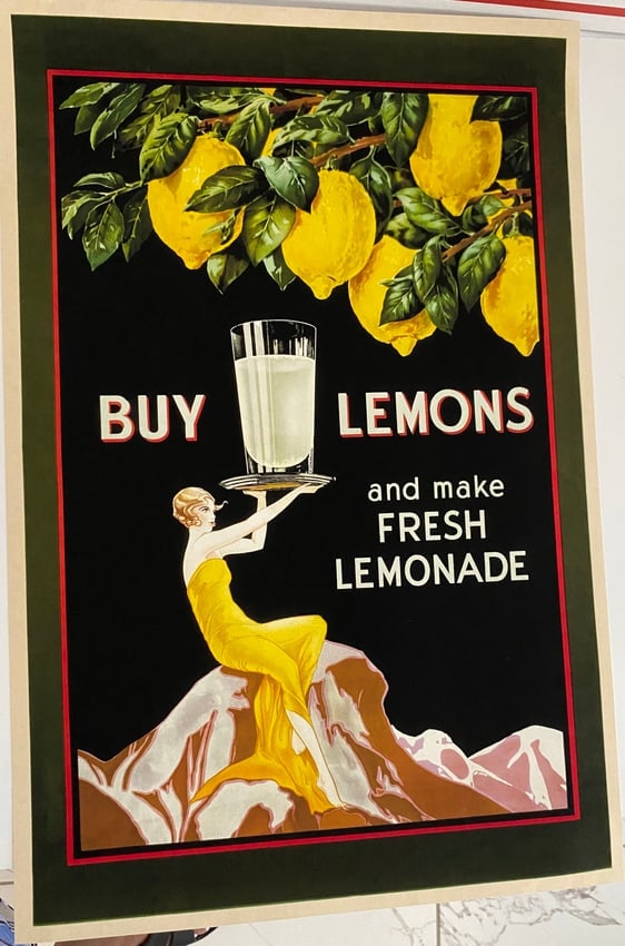 1920s Advertising Poster "Buy Lemons - Make Fresh Lemonade"  (repo) (1 of 2)