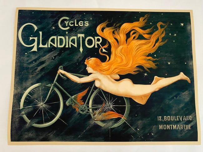 "Cycle Gladiator" - Classic 1895 Art Nouveau Classic Bicycle Poster (repo) (1 of 4)
