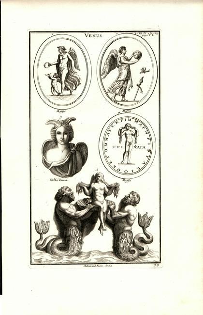 Venus Roman Goddess Of Love Antique 18th Century Engraving (1 of 1)
