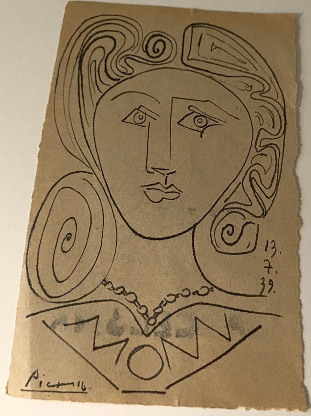 Picasso Drawing Old Mixed Media on Paper Figure (1 of 2)