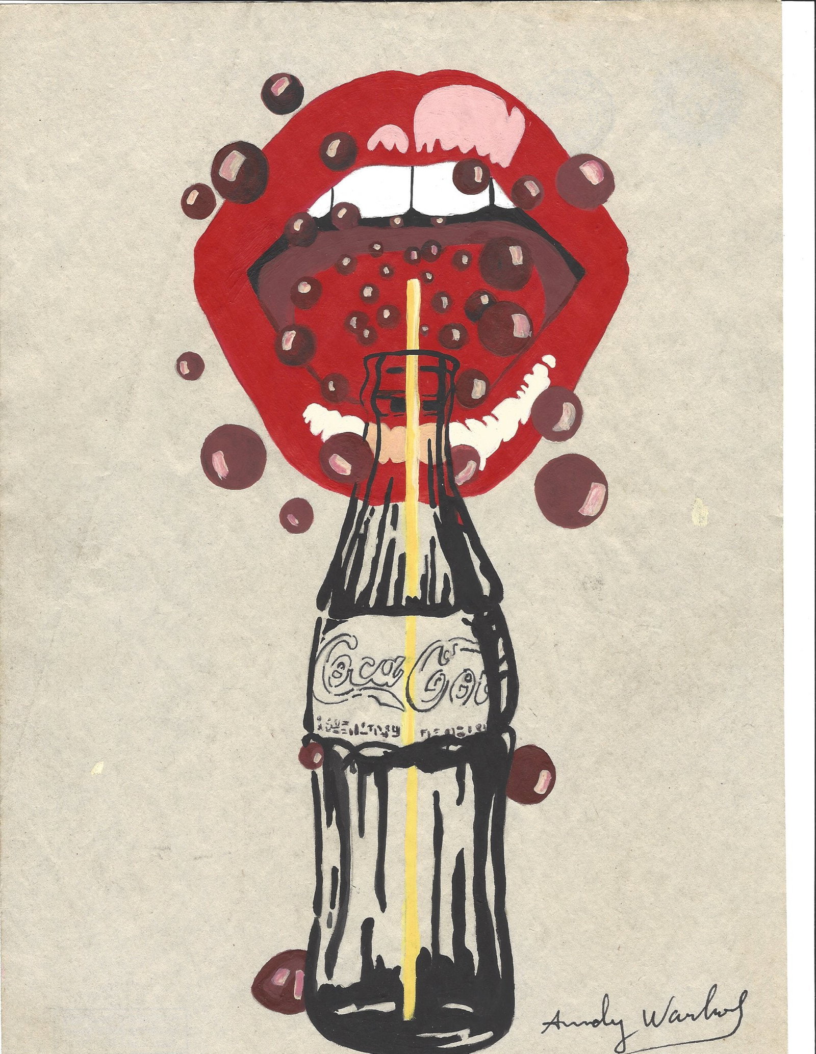 Andy Warhol Mixed Media on Paper (After Artist): Andy Warhol Mixed Media on Paper (After Artist). Approx Size: 11 3/4 x 8 1/2 inches. Provenance: NY Collector.Sold as is, Good Condition, See photos.After definition: For paintings/unique works: The w