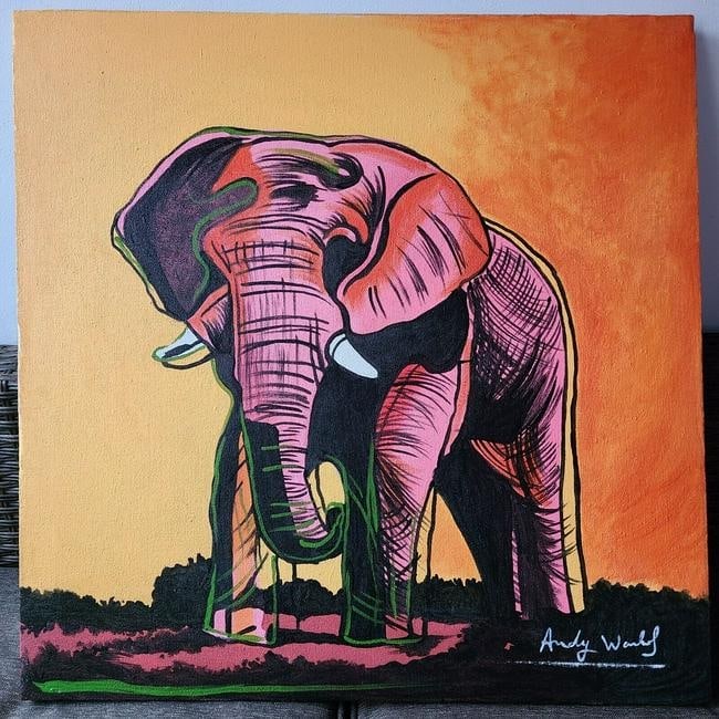 Andy Warhol's Oil Painting on Canvas (After artist): Andy Warhol's Oil Painting on Canvas After (artist), After definition: For paintings/unique works: The word â€œafter” is used for a work by an unknown creator who has created a copy of a 